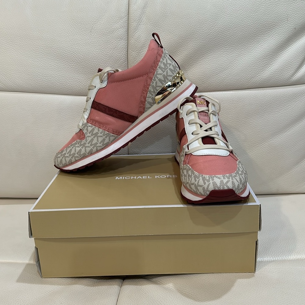 NIB MICHAEL KORS PINK WOMENS Dash Logo and Mesh Trainer SIZES 8.5, CINNAMON